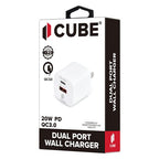 Cube® - White Ultra Fast Dual PD-Type-C + QC 3.0 USB Block Rapid Charger