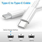 Cube® - White 6.5ft Type C to Type C Round Rapid Cable in Premium Packaging